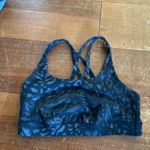 Lululemon Athletica Black and Blue Patterned Sports Bra